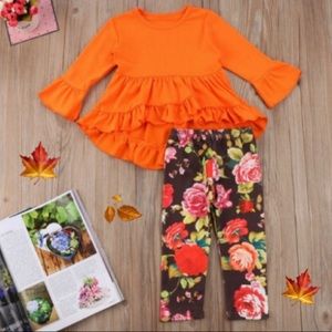 Fall Orange Floral Matching Outfit